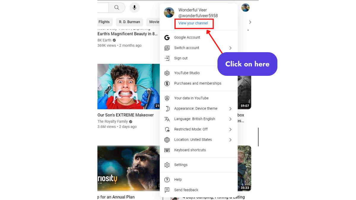 click on view your channel click on view your channel